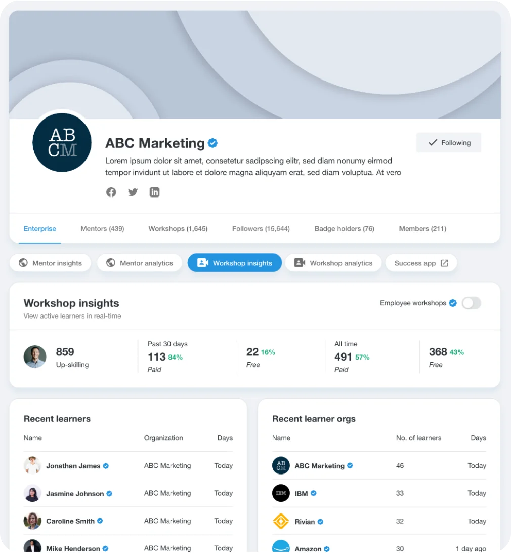 Mentor and workshop insights